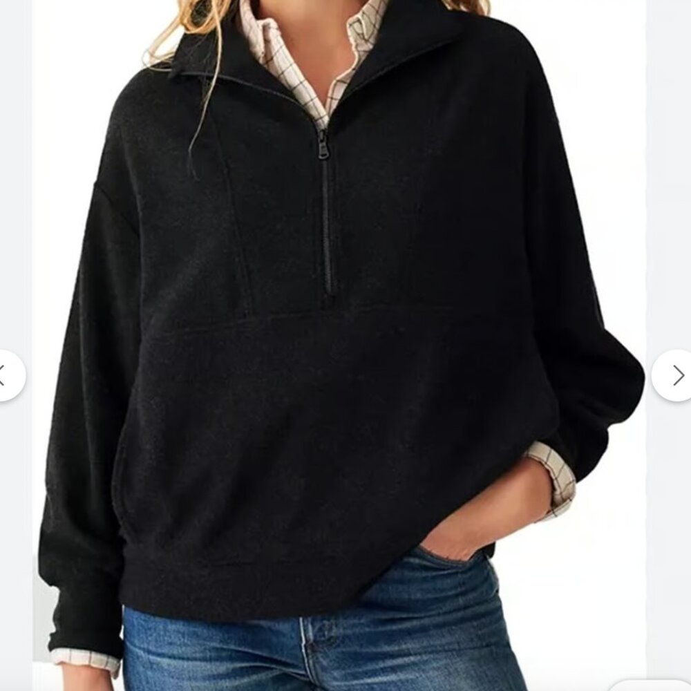 Faherty Organic Cotton blend legend half zip sweatshirt Heathered black twill XL